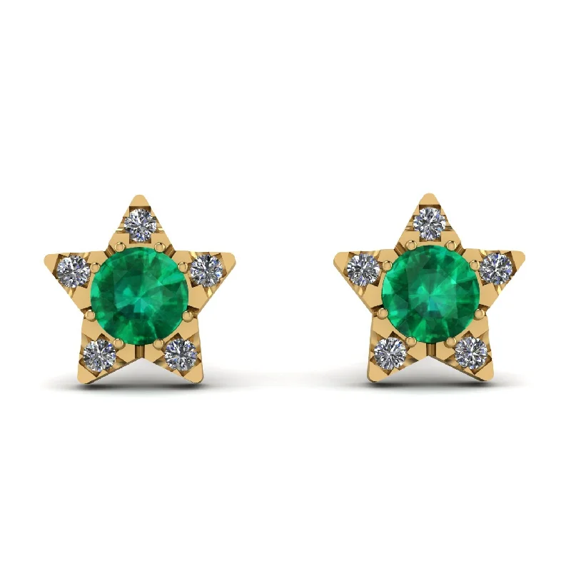 Gorgeous Earrings For Bridesmaids-Star Halo Emerald Earrings - Zelda No. 4