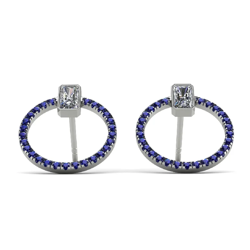 Geometric Drop Earrings For Fashion Statements-Emerald Cut Circle Diamond Earrings - Oaklyn No. 63