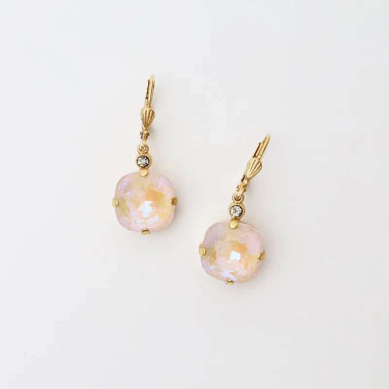 Large Gold Earrings For Statement Style-Large Ivory Delite Drop Earrings - Gold Plate