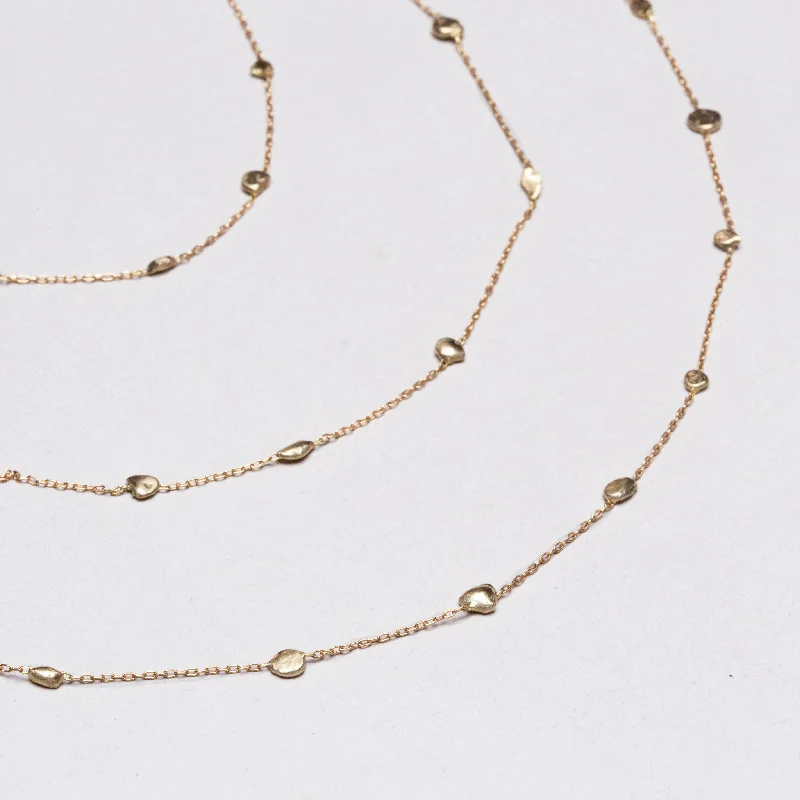 Vintage Triple-Strand Gold Nuggets Necklace