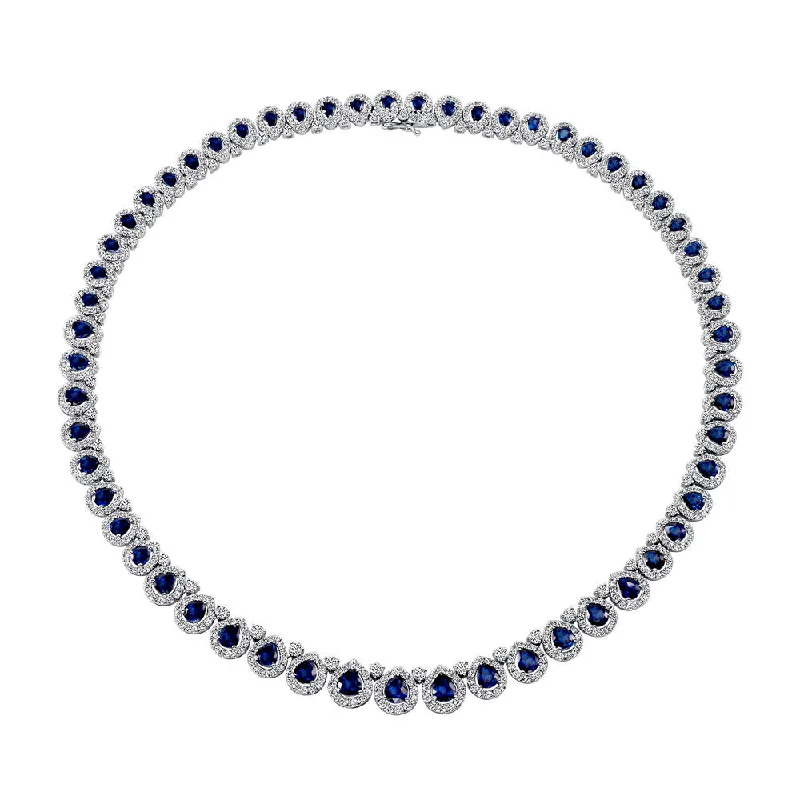 Uneek Precious Collection Pear Shaped Blue Sapphire Necklace