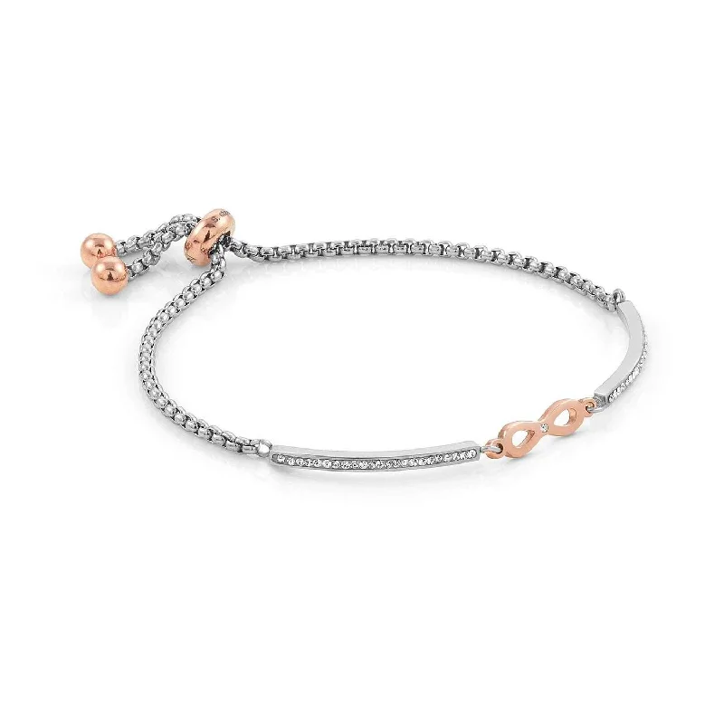 Colorful Enamel Bangles For Vibrant Looks-Nomination Milleluci Rose Gold Zirconia Infinity Half Bangle Bracelet