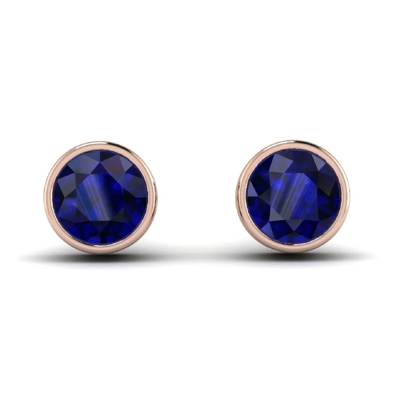 Crystal Drop Earrings For Sparkling Fashion-Bezel Stud Sapphire Earrings - Royal No. 14