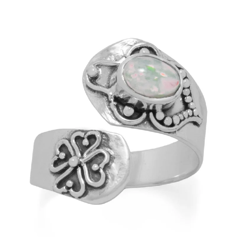 Gorgeous Wedding Rings For Bridal Glam-Sterling Silver Genuine Ethiopian Opal Wrap Ring