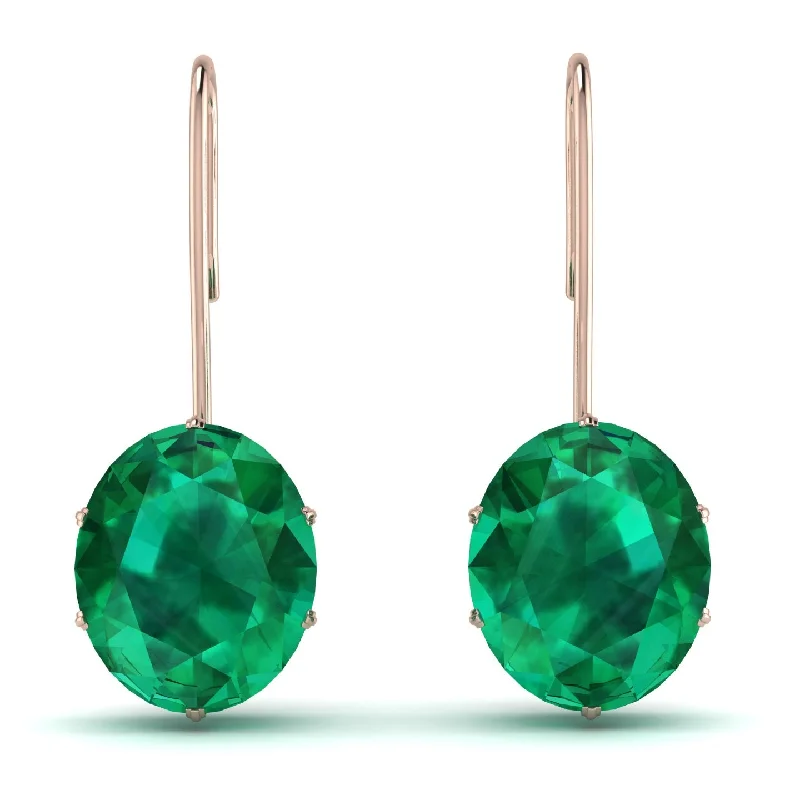 Classic Stud Earrings For Timeless Appeal-Oval Hidden Halo Emerald Earrings - Gemma No. 5