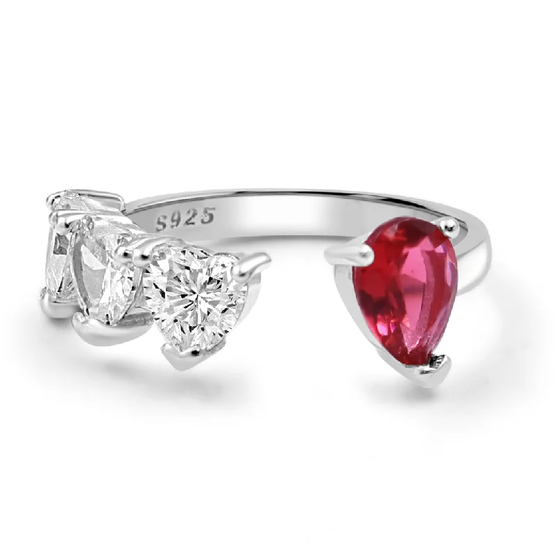 Beautiful Gemstone Rings For Bold Fashion-Zarkan 925 Silver Ruby Solitaire American Diamond Heart Ring