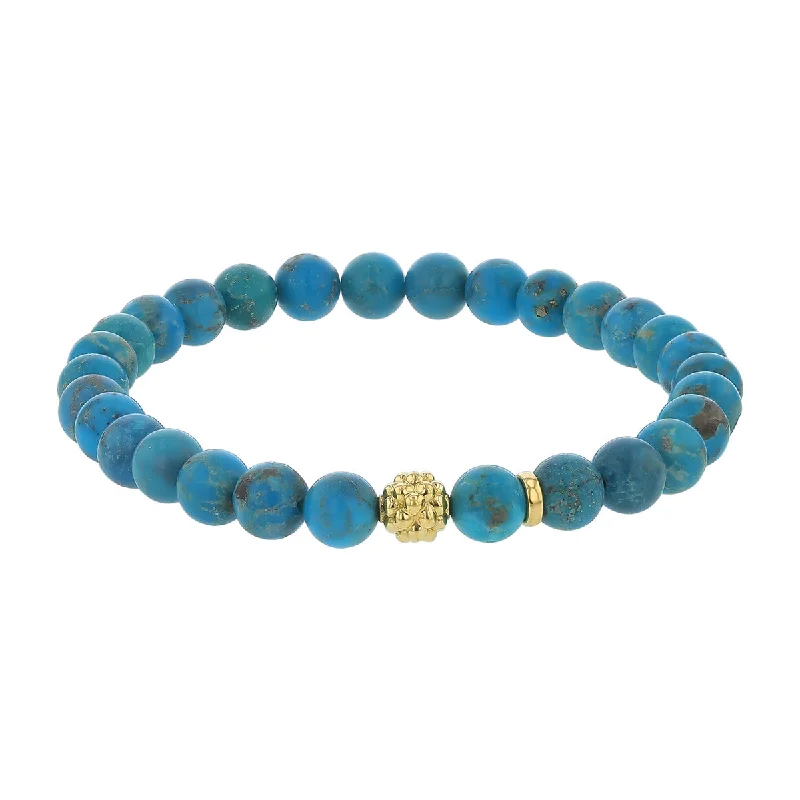 Luxury Custom Bracelets For Exclusive Style-LAGOS Stretch Bead Bracelet in Turquoise and 18K Yellow Gold