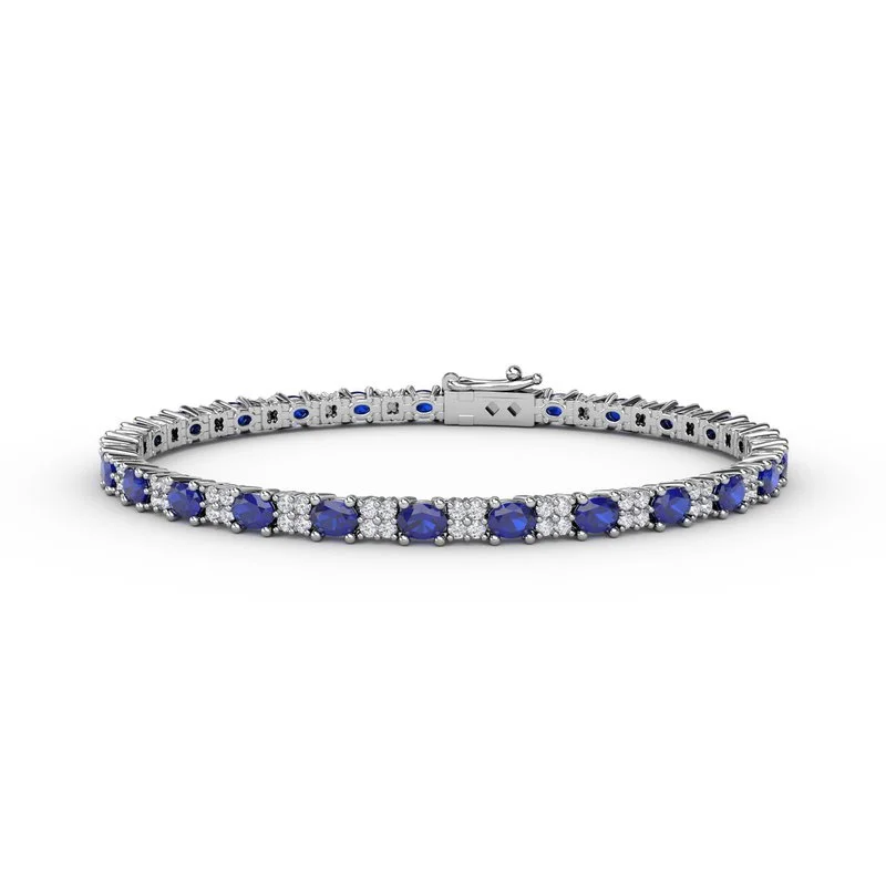 Custom Birthstone Bracelets For Meaningful Jewelry-Alternating Sapphire and Diamond Bracelet B1489S