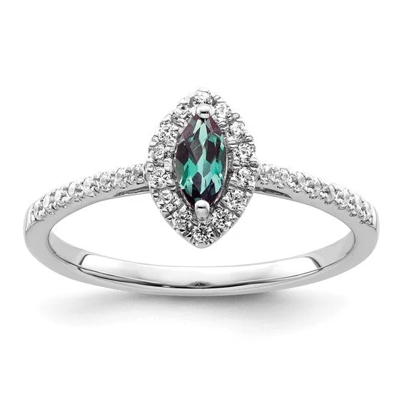 Luxury Engagement Rings For Brides-to-Be-14K White Gold Lab Grown Diamond and Marquise Gemstone Rings