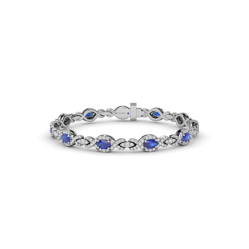 Simple Charm Bracelets For Personalized Touch-Love Knot Sapphire and Diamond Bracelet B1884S