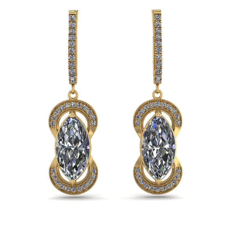 Gold Earrings For Luxurious Appeal-Marquise Vintage Diamond Earrings - Marley No. 1