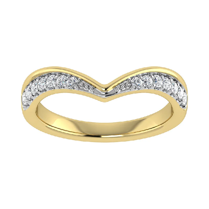 Classic Wedding Bands For Timeless Love-14K Yellow Gold 1/10 Ct.Tw. Diamond Chevron Band