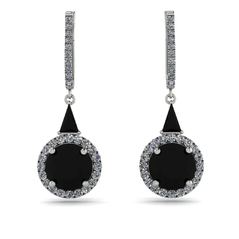 Classic Crystal Earrings For Elegant Wear-Hidden Halo Black Diamond Earrings - Joanna No. 9