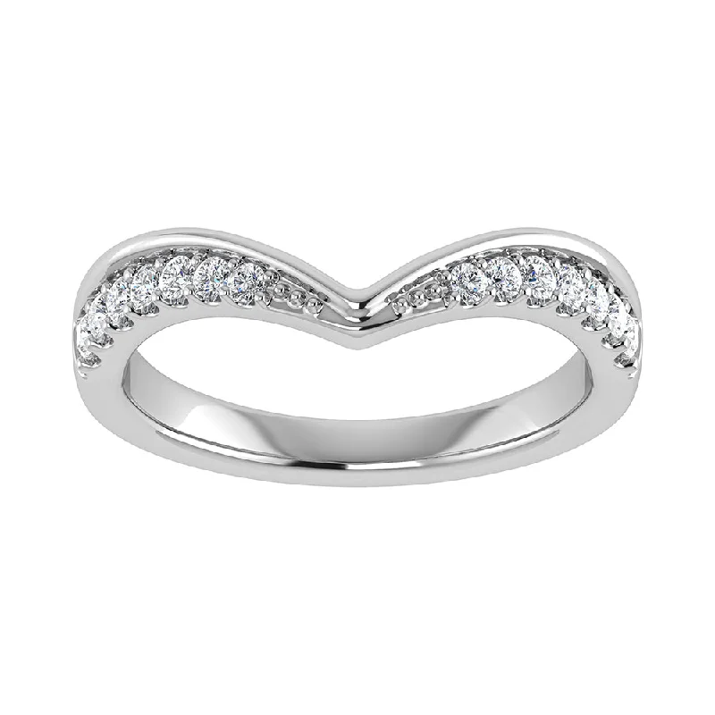 Beautiful Diamond Rings For Bridal Glam-14K White Gold 1/10 Ct.Tw. Diamond Chevron Band