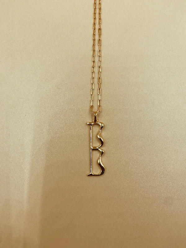 Letter B Necklace in 925 Sterling Silver