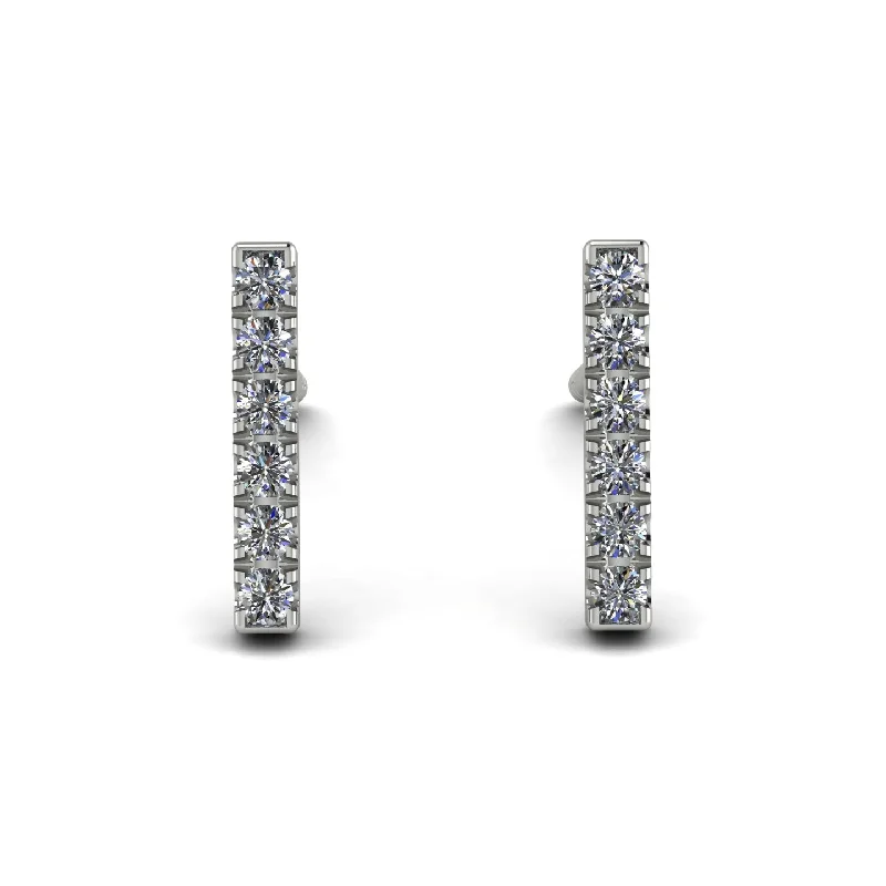 Trendy Gemstone Earrings For Everyday Wear-Geometrical Gold Bar Diamond Earrings - Bonnie No. 3