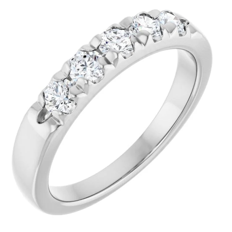 Sparkling Wedding Rings For Bridal Glamour-Platinum 1/2 CTW Lab-Grown Diamond  French-Set Anniversary Band