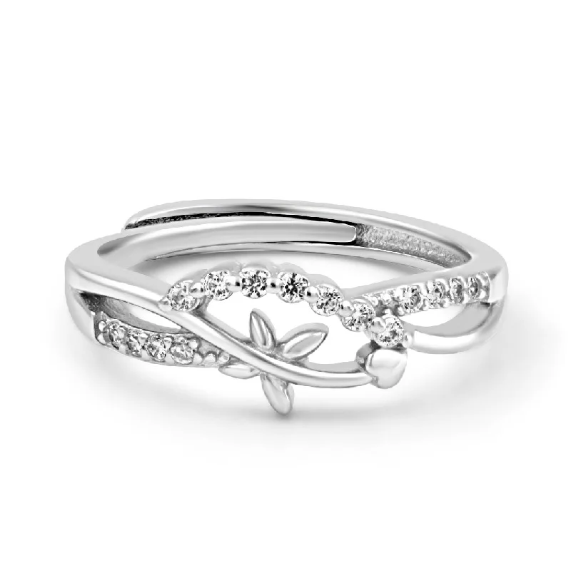 Simple Custom Wedding Rings For Unique Style-Zarkan The Butterfly Flow Silver Ring