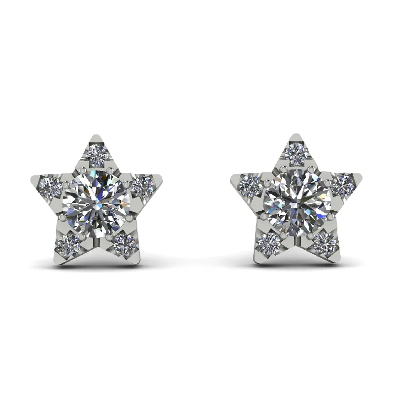 Trendy Silver Earrings For Bold Fashion-Star Halo Diamond Earrings - Zelda No. 3