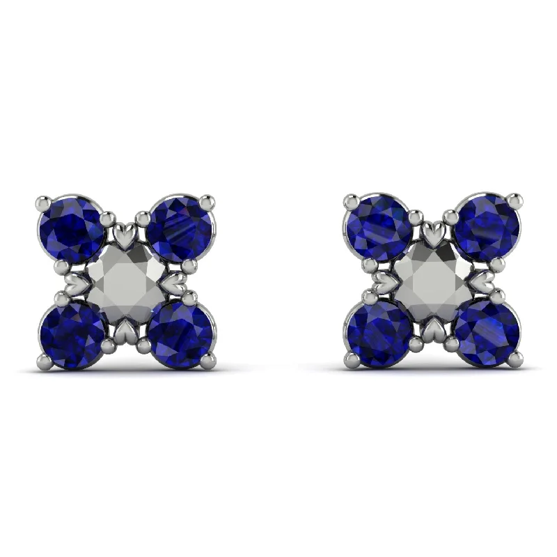 Classic Crystal Earrings For Elegant Wear-GeometricSapphire Earrings Golden Diamond - Jayda No. 15