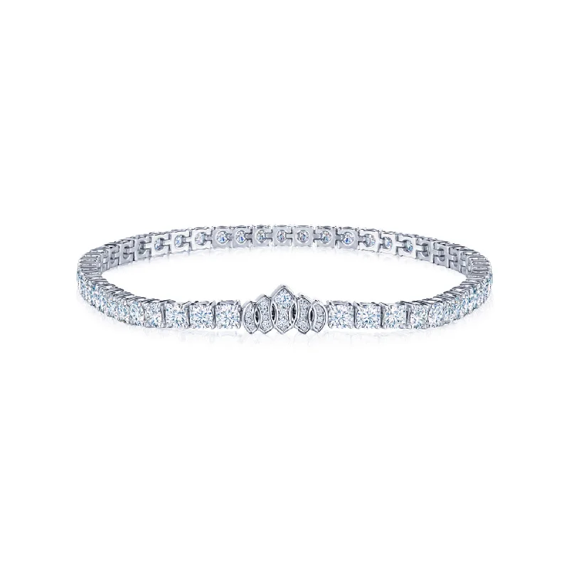 Trendy Leather Bracelets For Casual Looks-KWIAT Riviera Collection Tiara Diamond Tennis Bracelet B-15696-GROUP-PLAT