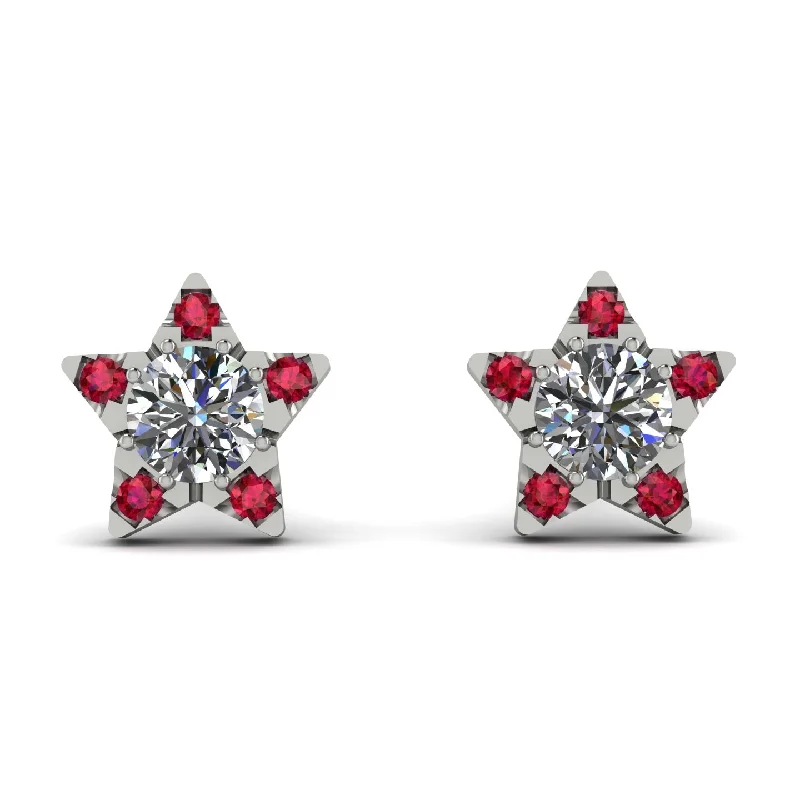 Dangle Earrings For Formal Gatherings-Star Halo Diamond Earrings - Zelda No. 48