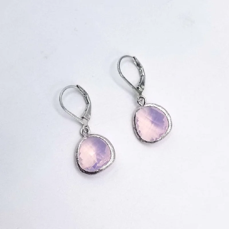 Custom Gold Earrings For Personalized Gifts-Sterling Silver Violet Opal Crystal Lever Back Earrings