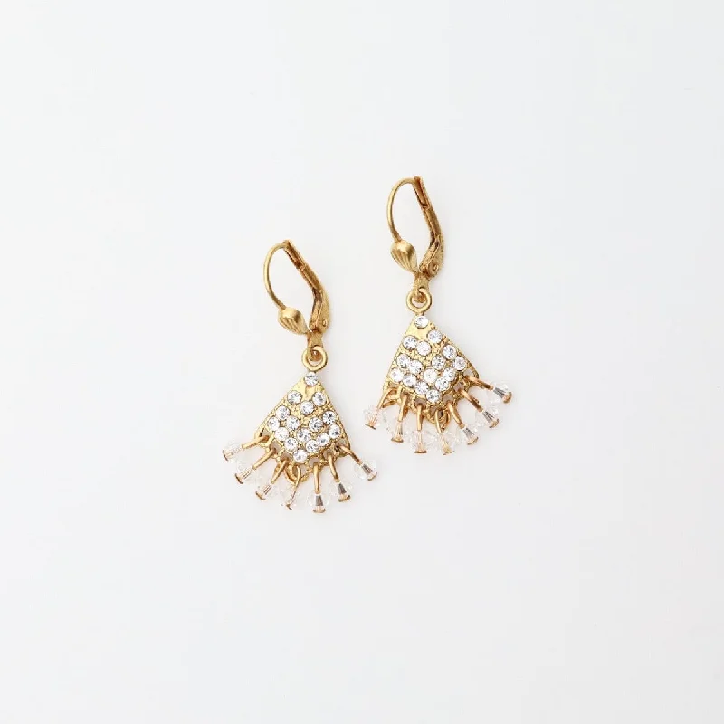 Elegant Crystal Earrings For Formal Events-Crystal Lace Fan Earrings