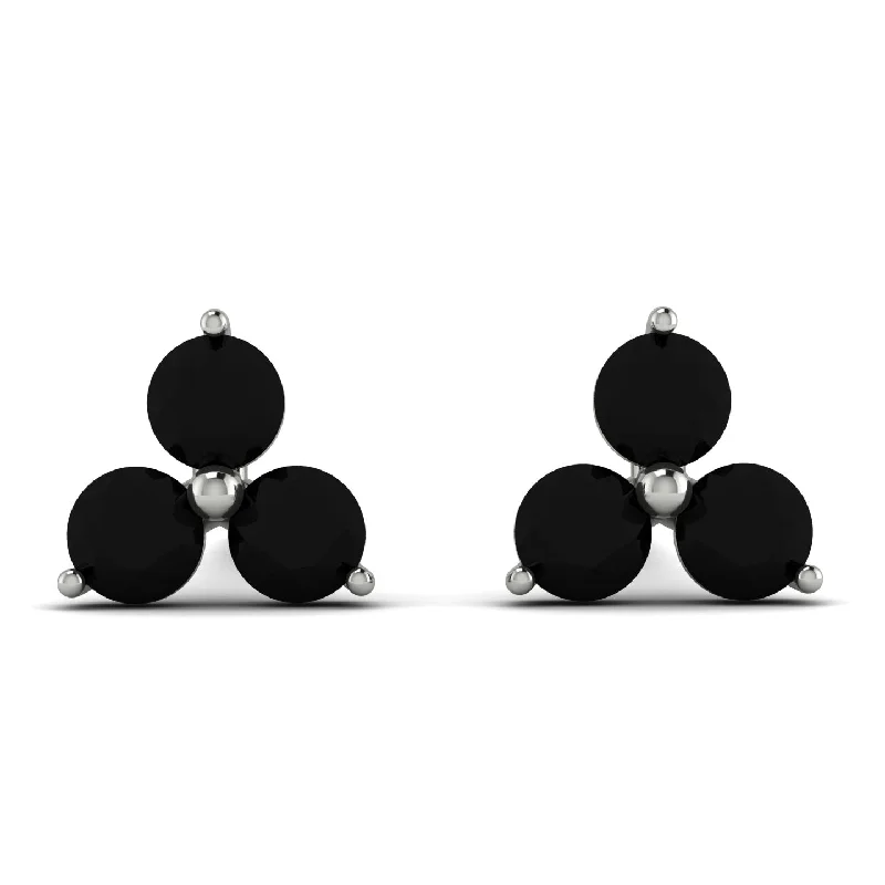 Gold Earrings For Luxurious Appeal-Minimalist Black Diamond Stud Earrings - Jillian No. 9