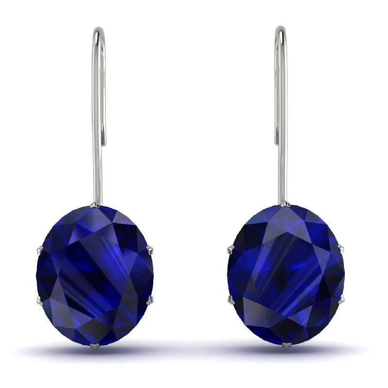 Custom Earrings For Unique Gifts-Oval Hidden Halo Sapphire Earrings - Gemma No. 75