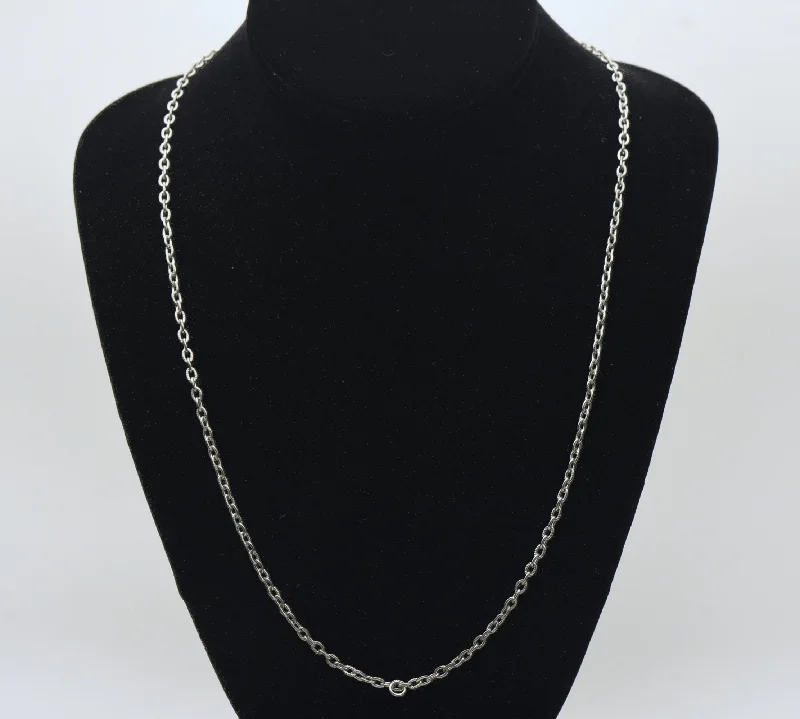 Vintage Silver Tone Metal Textured Rolo Link Chain Necklace - 24"