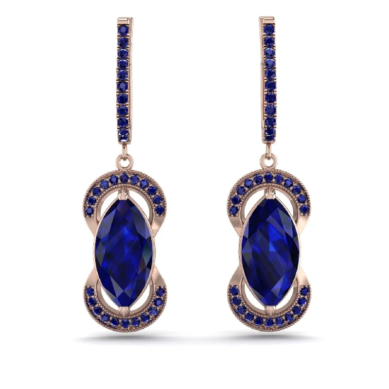 Vintage Drop Earrings For Classic Fashion-Marquise Vintage Sapphire Earrings - Marley No. 74