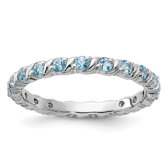 Timeless Wedding Bands For Everlasting Love-Sterling Silver Stackable Expressions Sky Blue Topaz Eternity Ring