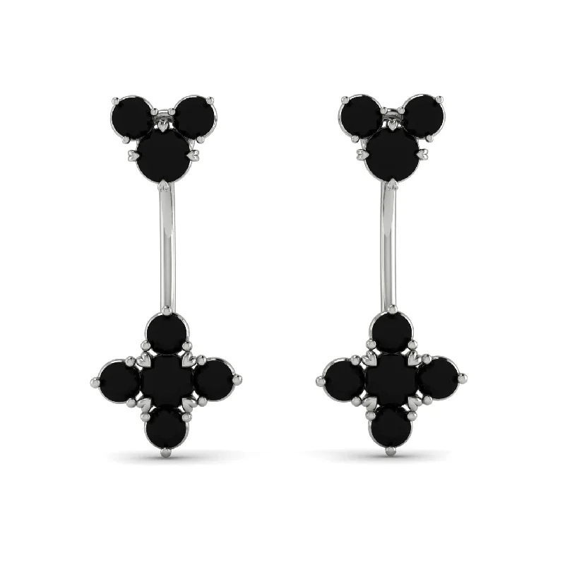 Stylish Gemstone Earrings For Vibrant Fashion-Hanging Black Diamond Compass Earrings - Brittany No. 39