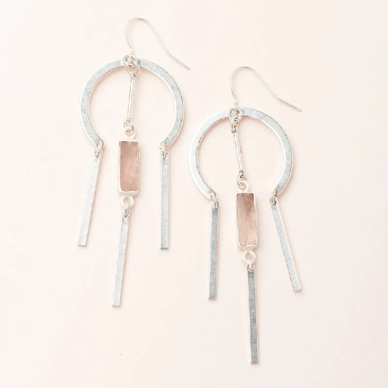 Classic Hoop Earrings For Everyday Wear-Scout Dream Catcher Rose Quartz/Silver Stone Earrings