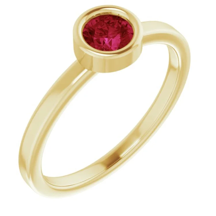 Sparkling Gemstone Wedding Rings For Elegant Fashion-14K Yellow 4.5 mm Lab-Grown Ruby Ring