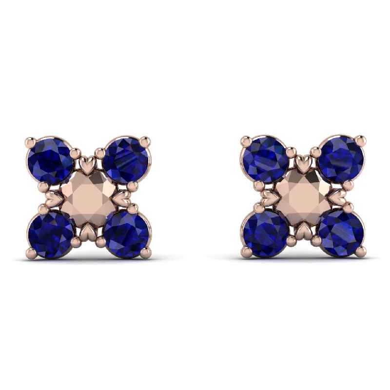 Colorful Earrings For Party Time-GeometricSapphire Earrings Golden Diamond - Jayda No. 14