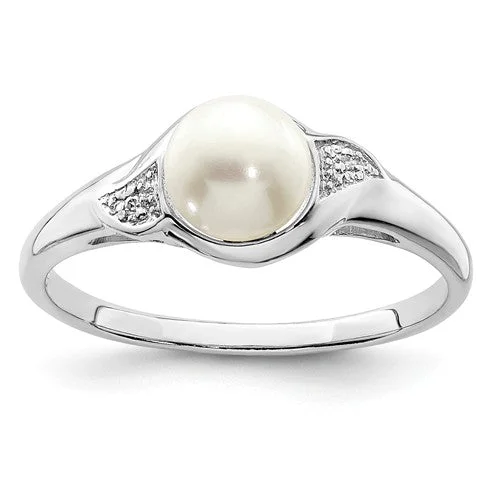 Timeless Wedding Rings For Classic Couples-Sterling Silver Diamond And Freshwater Cultured Pearl Ring