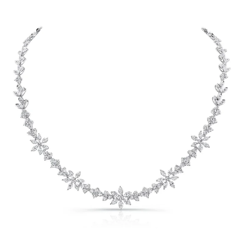 Uneek Marquise and Round Diamond Floral and Foliate Necklace