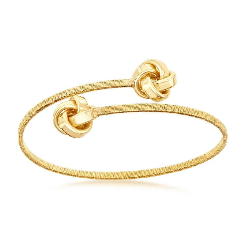 Beautiful Sterling Silver Bangles For Classic Glam-Sterling Silver Gold Plated Love Knot Wire Bangle