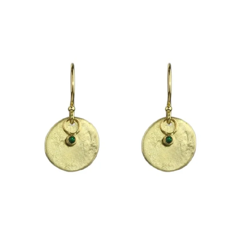 Unique Resin Earrings For Bold Fashion-18k Gold Mini Astrid Drop Earrings with Emerald