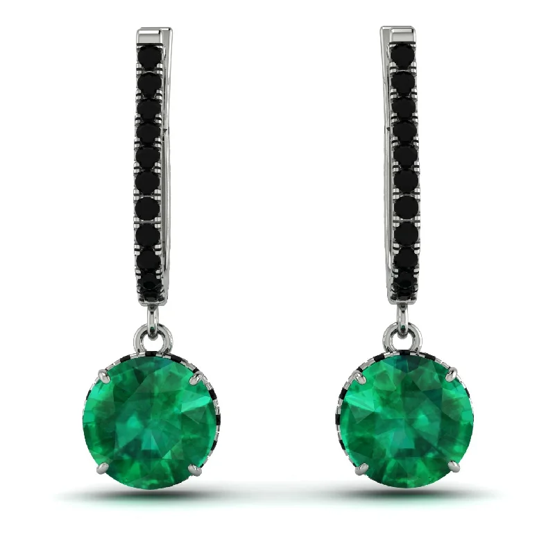 Designer Earrings For Luxury Lovers-Emerald Dangle Earrings With Hidden Halo - Adaline No. 36