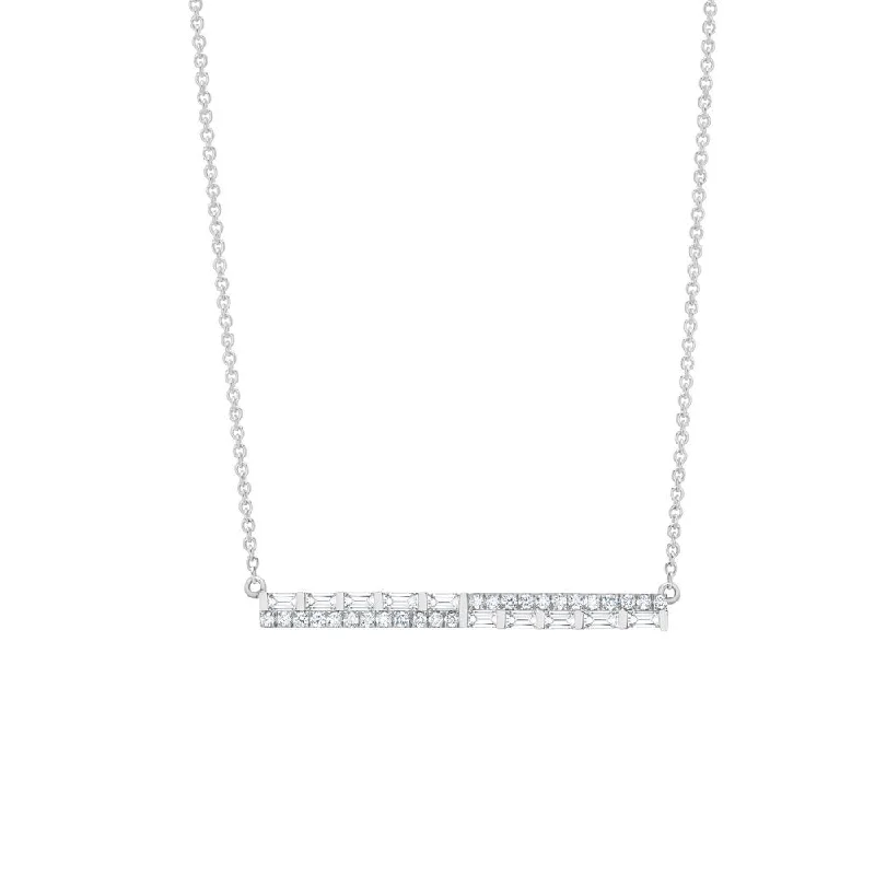 Uneek Diamond Necklace with Round and Baguette Diamonds