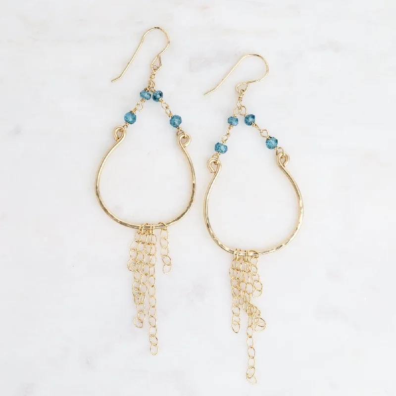 Trendy Earrings For Fashion-Forward Women-London Blue Topaz Horseshoe Dangle Earrings