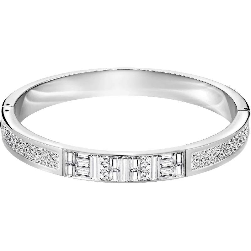 Unique Silver Bangles For Creative Looks-Swarovski Women's Bangle Bracelet - Ethic Crystals Stainless Steel, Large | 5221392