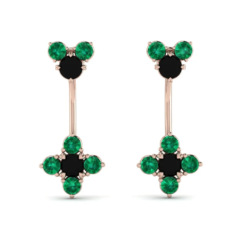 Trendy Gold Earrings For Fashion Statements-Hanging Black Diamond Compass Earrings - Brittany No. 23