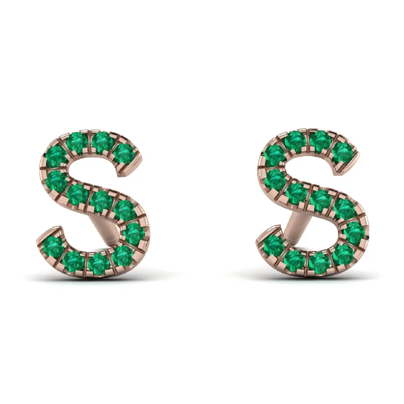 Fashion Earrings For Bold Fashion Choices-Personalised Initial Emerald Earrings - Gloria No. 5