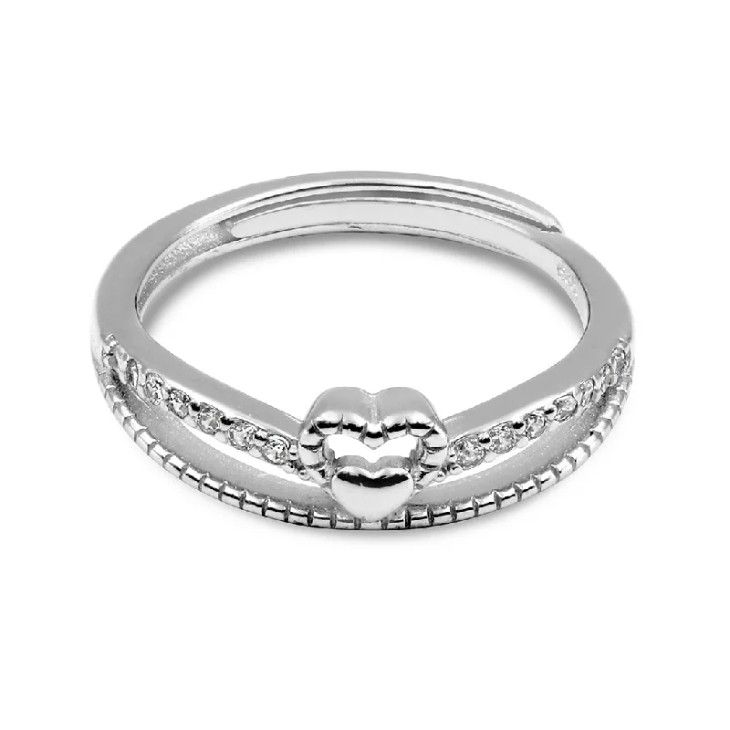 Simple Wedding Bands For Subtle Elegance-Zarkan Crown Heart Sterling Silver Ring