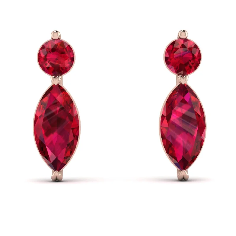 Silver Earrings For Fashionable Wear-Hanging Marquise Ruby Earrings - Lacey No. 11