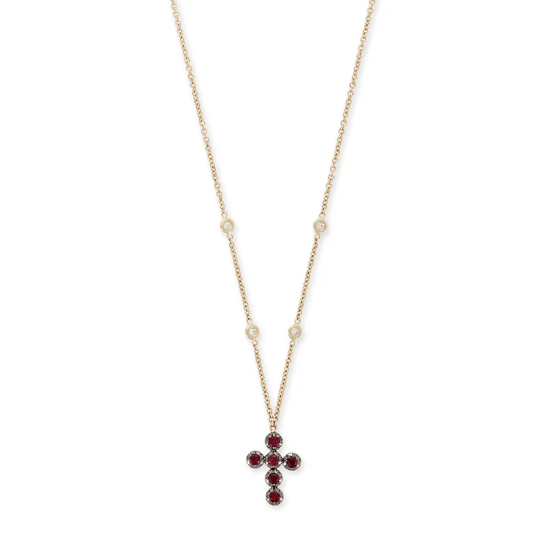 6 SOPHIA RUBY CROSS NECKLACE